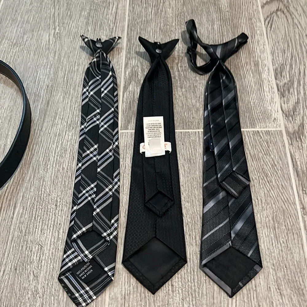 Lot of boys ties for ages 4 to 10 and reversible reversible dress belt